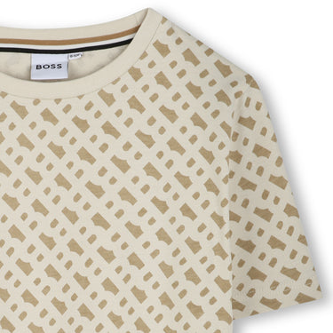 BOSS Playera para niño y adolescente all over logo color arena